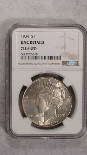 1934 P Peace Silver Dollar NGC UNCIRCULATED $1 Coin BUY IT NOW!