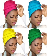 Turban Head Wraps for Black Women Hair Wraps Stretch Soft Jersey Hijab Scarf ...