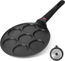 CAINFY 10.5" Nonstick Pancake Pan – 7 Mold Griddle, Induction Compatible