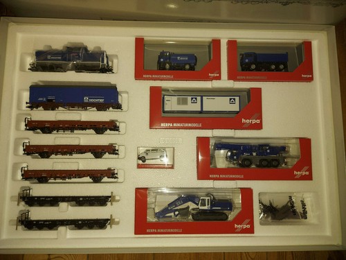 Juego de trenes Märklin H0 26519 tren de transporte de construcción "Hochtief" Herpa 150255 nuevo digital