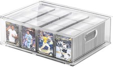 Trading Card Storage Box Clear Large Storage Organizer Holds 3200 Cards W/ Foam