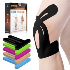 PreCut Kinesiology Tape for Knees, 12 PCS Waterproof Knee Tape for Knee Pain ...