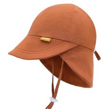 Linen Toddler Sun Hat for Baby Boys Beach Hats Newborn Girls 0-6 Months Caramel