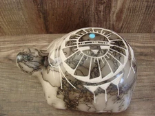 Native American Navajo Indian Pottery Horse Hair Turtle Sculpture by Vail