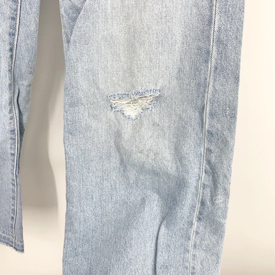 Pantalones de mezclilla viejos azul marino para niños niñas talla 12 lavado ligero desgastados holgados pierna ancha Foto 3 de 4