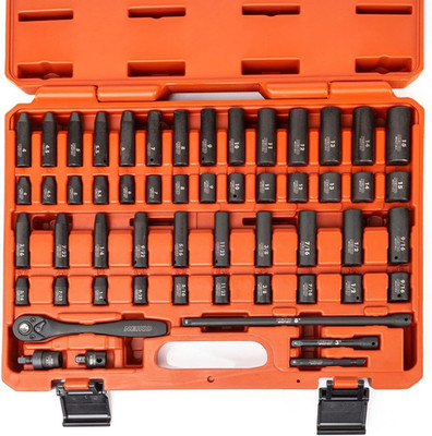 02437A 1/4 Drive Impact Socket Set 54 Piece Metric & Standard, Deep & Shallow Ch