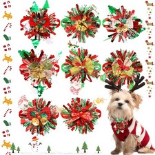 50pcs Christmas Dog Bow Ties with Bells Cat Collar Necktie Pet Grooming Supplies