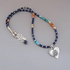 djs Sundance Sol Lapis Turquoise Carnelian Silver Heart Necklace Lk Catalog