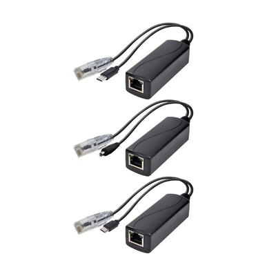 POE Splitter 12V to 5V MicroUSB Power Over Ethernet Adapter Cable Injector ~
