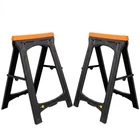 eSkde 2-Pack Folding Sawhorses Portable Plastic Work Bench Stands Trestle Table
