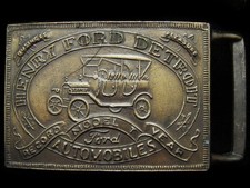 IK29173 VINTAGE 1970s HENRY FORD DETROIT AUTOMOBILES BELT BUCKLE