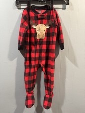 Carters Just One You Baby Boy Zip Up Fleece Footed Pajamas Size 12 Months