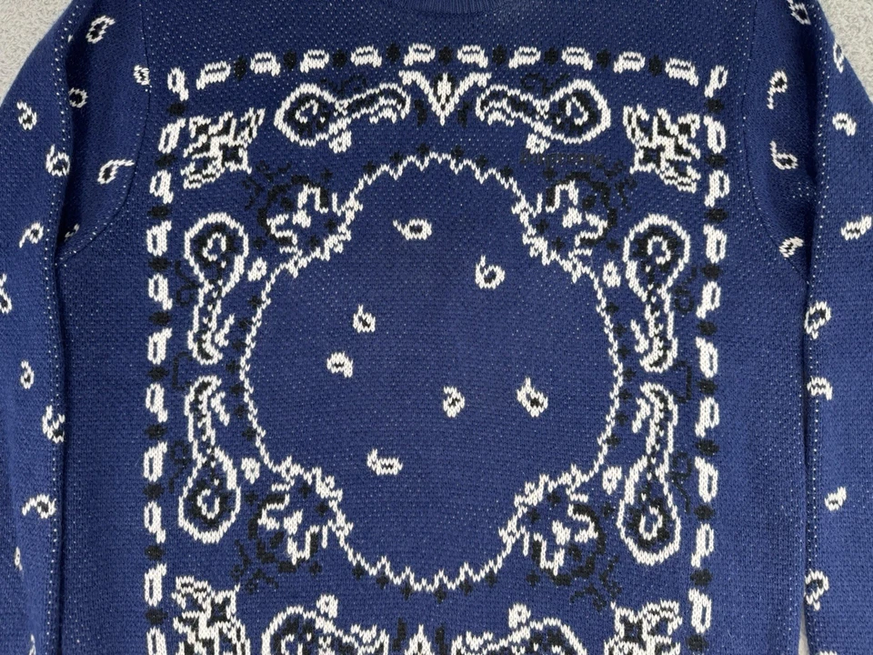 Suéter pulôver Supreme Bandana gola redonda azul marinho manga longa médio - Imagem 4 de 4
