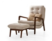 Eleganter Beiger Polstersessel FußHocker Polsterhocker 2Tlg Set