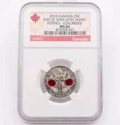 2010 Canada 25 cent End of WWII NGC MS66 65th Anni Poppies Colorized