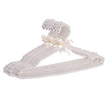 10 Pack Plastic Pearl Beaded Bow Clothes Dress Coat Hangers Closet Coat White