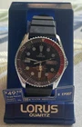 Vintage 1989 LORUS Seiko Mens 38mm Quartz Watch Date Steel Blue Dial Pepsi Bezel