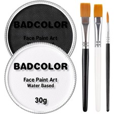 Black and White Face Paint Set - Water Activated Professional Makeup, Combo Pack