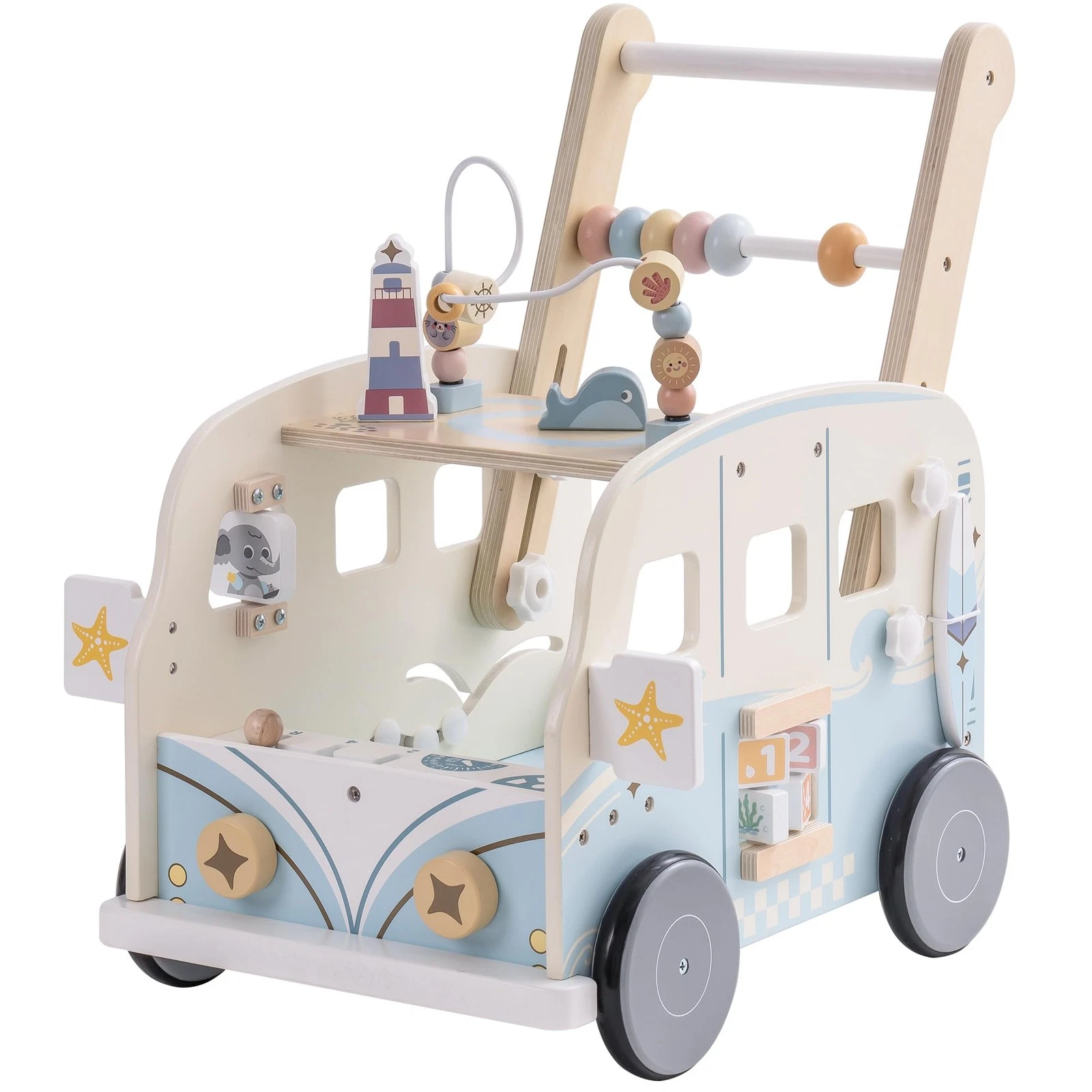 Wooden Baby Walker for Toddlers, Wooden Baby Toys Push Along Baby