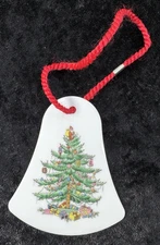 Spode Christmas Tree Hanging Ornament England Thin Porcelain 2.75" x 2.25"