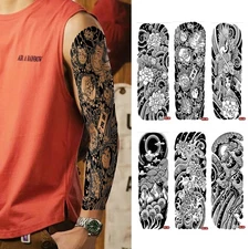 Flower Temporary Tattoo Stickers Waterproof Full Arm Body Art Fake Tattoos↔