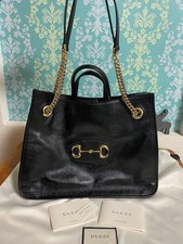 GUCCI Tote Bag Horsebit 1955 Leather gold hardware 98120