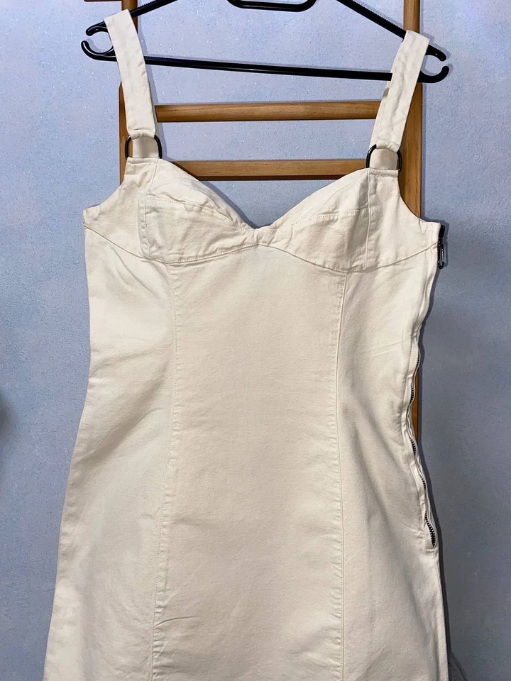 Vestido Versace Jeans Alta Costura ITTIERE Italia Beige Algodón Bodycon Corsé Y2K 44 M Foto 3 de 4