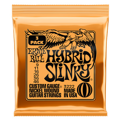 3 Pack Sets Ernie Ball 2222 Hybrid Slinky Electric Guitar Strings 9-46 3222