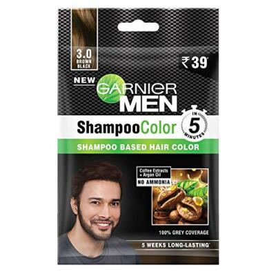 Garnier Men Shampoo Color Shade 3 Brown Black, 10ml+10ml (Pack of 1)
