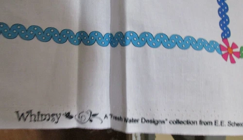 24inch x 44" Quilt Fabric panel Whimsy Fresh Water Design Schenck Flower Block image 5