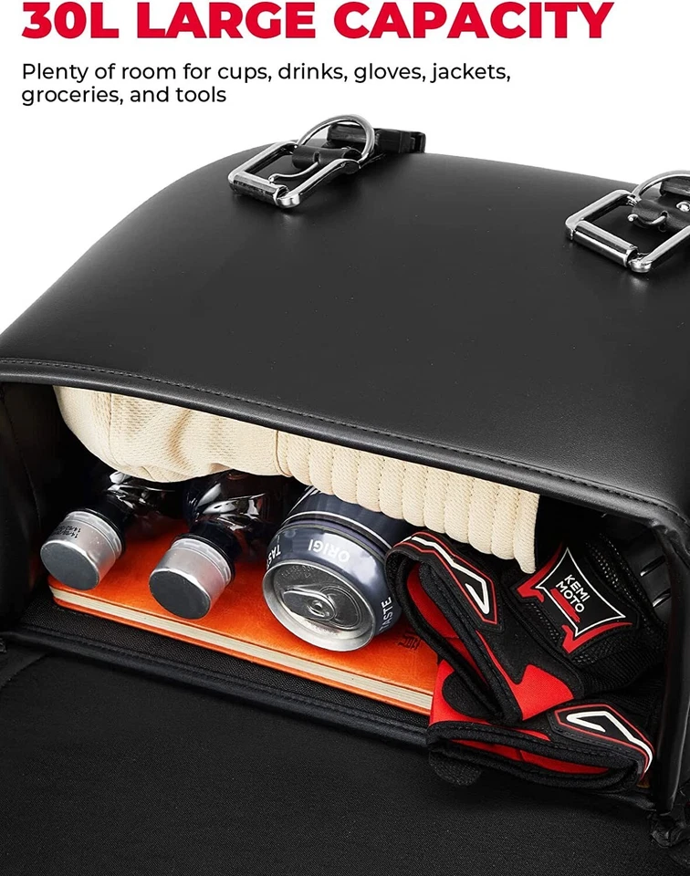 30L PU Leather Motorcycle Saddlebags Luggage Bag for Sportster Softail Dyna - Image 3 of 4