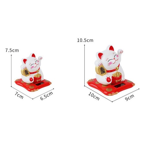 Home Solar Powered Maneki Neko Waving Arm Lucky Cat Car Decoration Fortune Cat - Picture 2 of 14