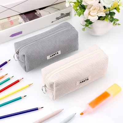 Federmäppchen Aus Cord Stoff - Aesthetic Stiftmappe 21x10cm Für Schule