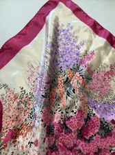 Ladie  s Spring Floral Scarf Peony Tulip Flower Garden 35  Purple Pink Multicolor