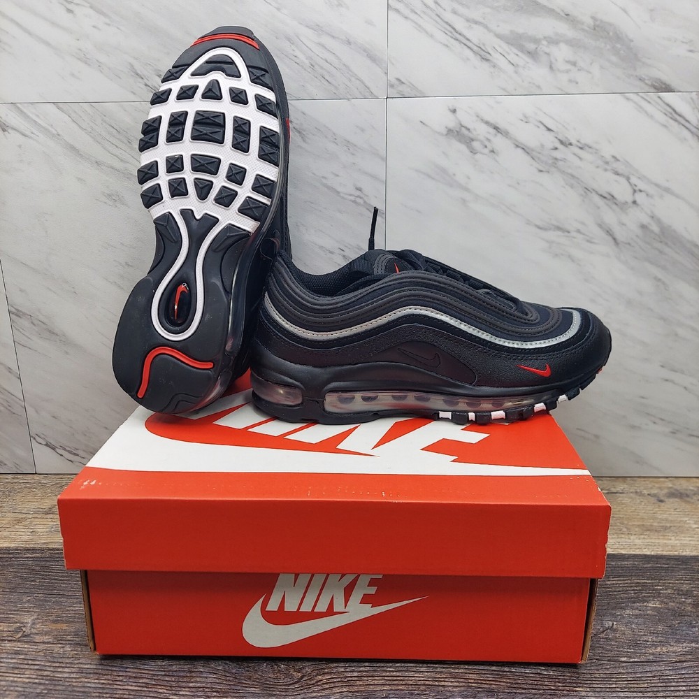 Nike Air Max 97 GS Black Chile Red White Sneakers Women's Size 5Y 6.5