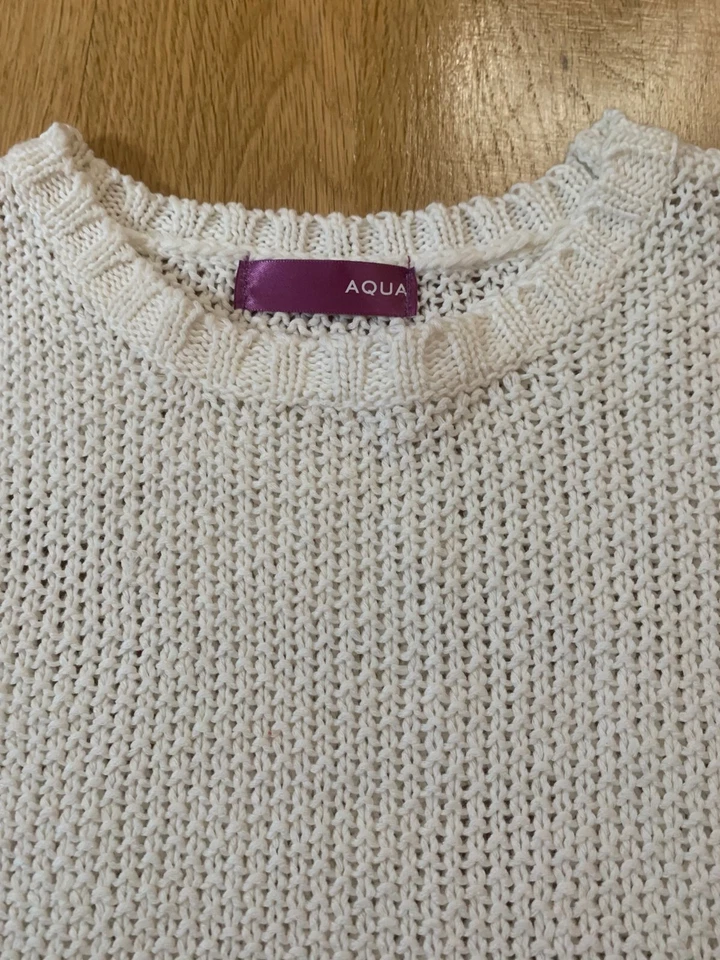 Girls 14-16 NWT AQUA Bloomingdales Size Medium M Crochet Sweater Vest White - Image 2 of 3