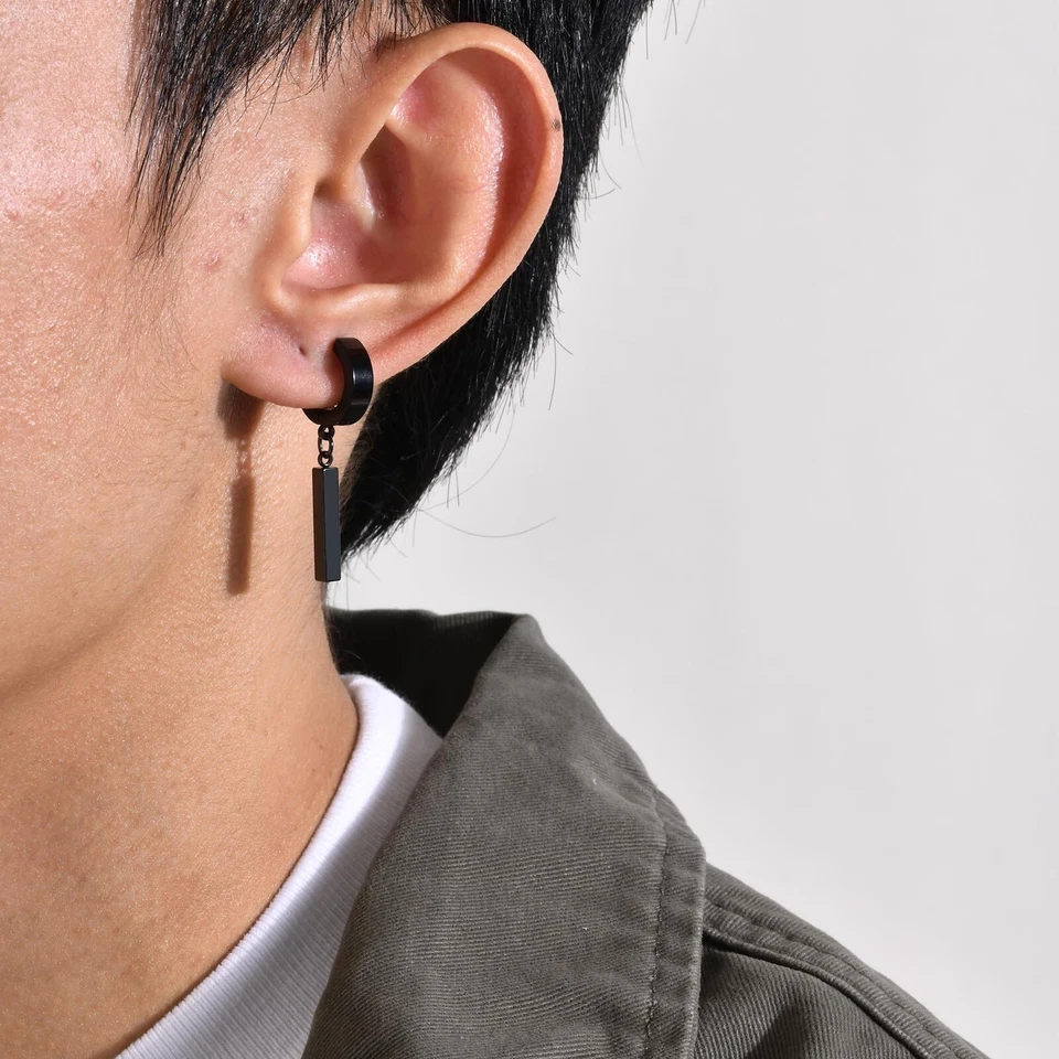 Moda Hombres Pendientes Colgantes/Aro Acero Inoxidable Sin Piezas Cartílago Oreja Puño Foto 2 de 4