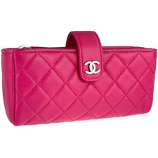 CHANEL Matelasse Lambskin Suede Pink Pouch 2822