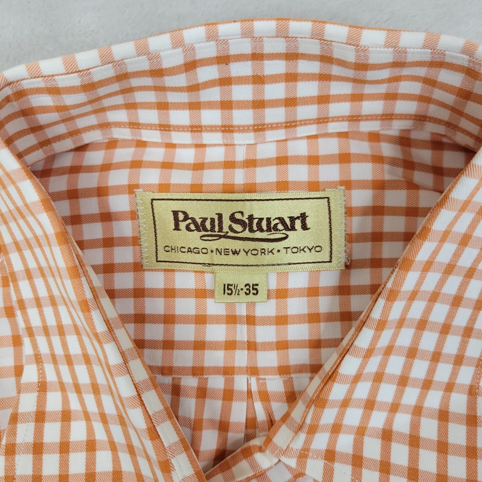 Paul Stuart Shirt Men 15.5 Vintage Dress USA Made Button Up Long Sleeve Gingham - Image 3 of 4