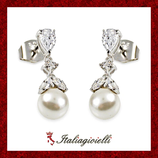 SILVEGO Orecchini In Argento 925 Con Perle D'Acqua Dolce 6mm - Colore Scuro Iridescente, Ipoallergenici, Con Certificato