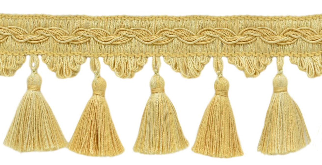 Scalloped Tassel Fringe Trim, Color# VNT26 - Butter Gold [18 Yards]
