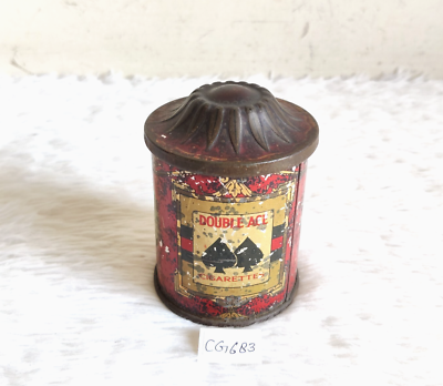 1940s Vintage Double Ace Cigarette Advertising Tin Can Rare Collectible  CG683