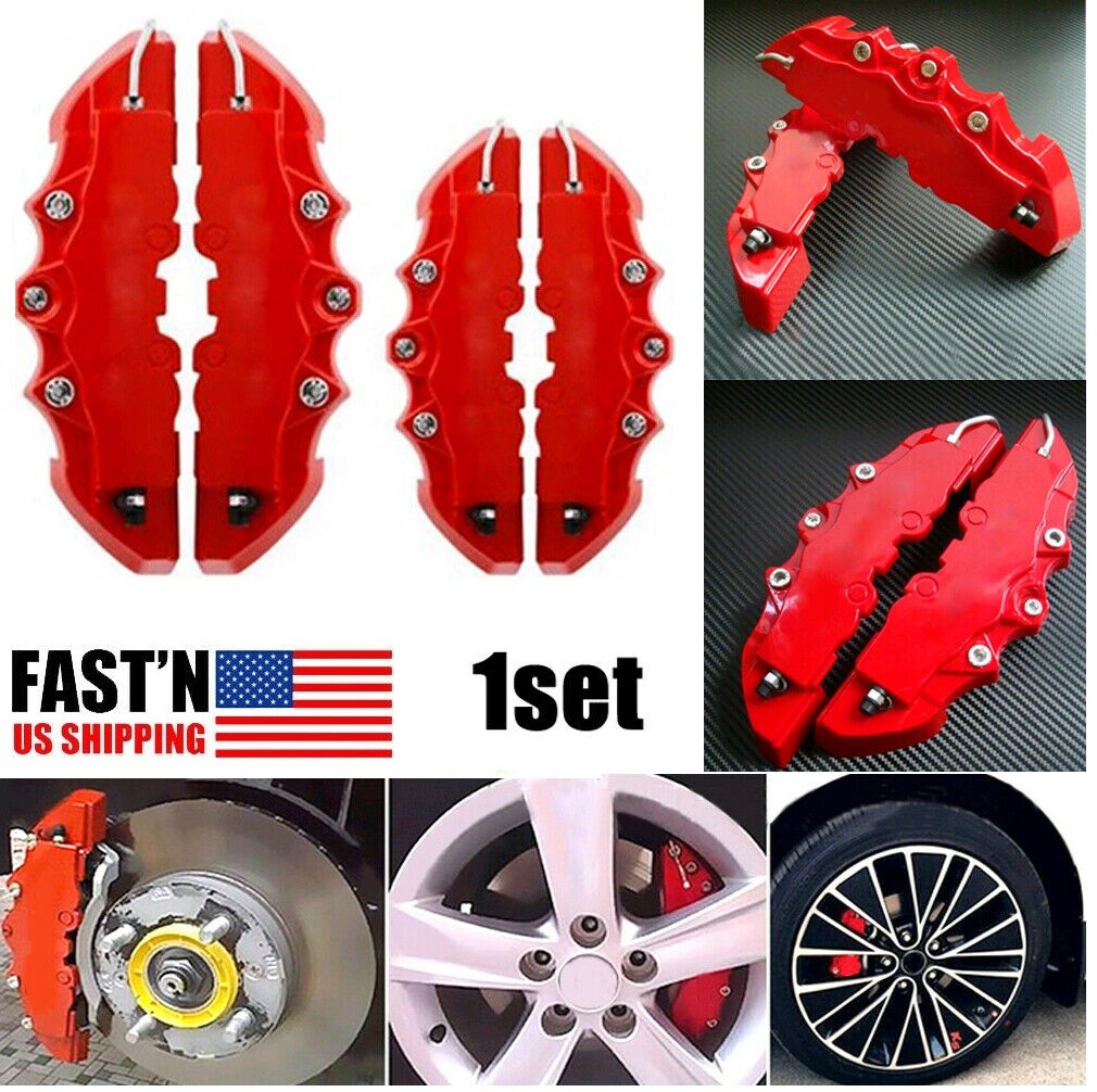 4PCS Red Car Universal Disc Brake Caliper Covers Front+Rear Car Brake Accessorie