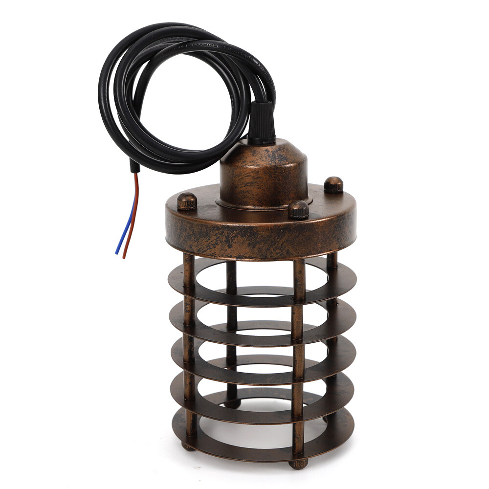 Rustic Industrial Pendant Light Vintage Ceiling Fixture Iron Cage Hanging Lamp