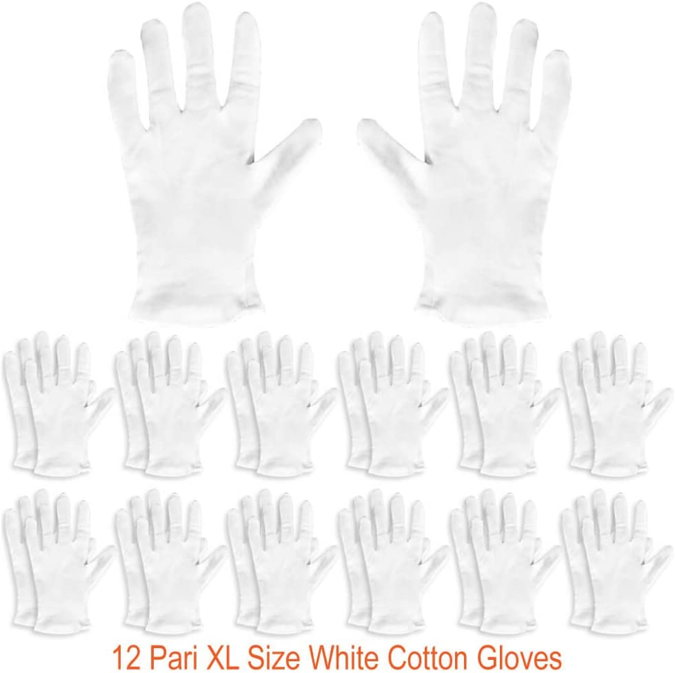 White Cotton Gloves for Moisturizing Dry Hand Cosmetic Eczema 12 pairs