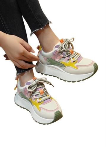 Womens Chunky Sneakers, Platform, Stylish Colorblock Design, VogueNotion - Picture 20 of 28