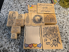 Vintage STAMPIN  UP  Wood  Rubber Stamps Lot  OTHERS 1980'S 1990'S