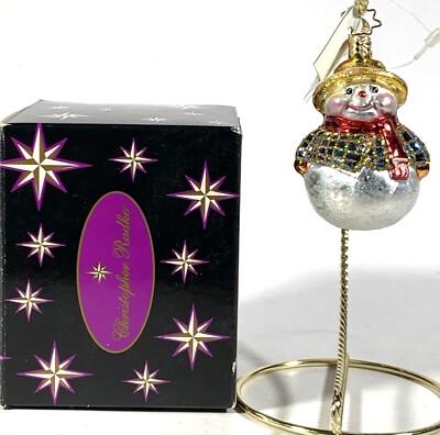 Christopher Radko Little Gems Chilly Ball Snowman  Ornament NIB