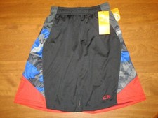 849B1 Champion 99071 C9 Boys Athletic Shorts LG Black w Blue Grey Camo Detail