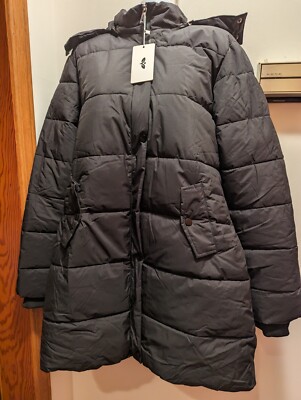 Ggleaf  Women's Black Medium  Winter Hooded Coat W/ Detachable Fur Trim NWT